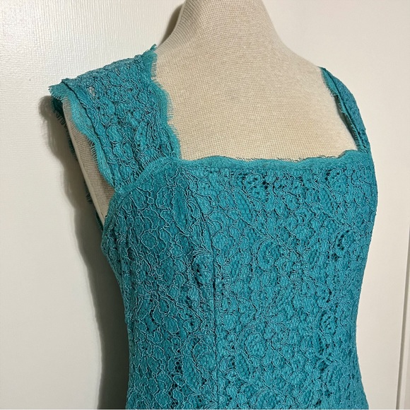 Adrianna Papell Turquoise Lace Cocktail Dress 4 - Picture 3 of 12